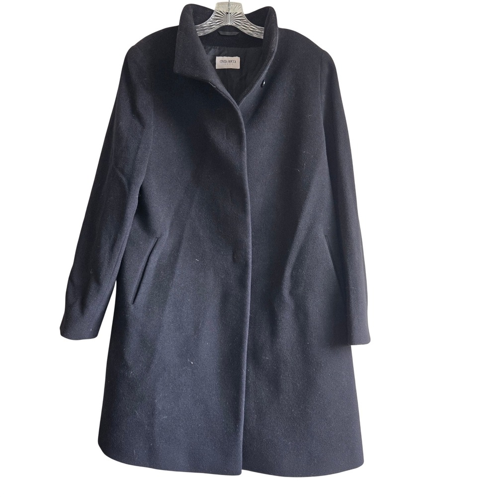 Cinzia Rocca 14 Coat Womens Black Excellent Wool Cashmere Blend Made in Italy